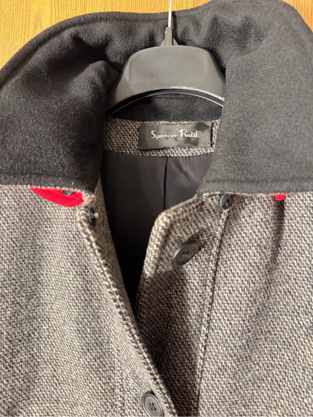 Spencer Reid Three-Color Wool Blend Coat with Red Accents - Picture 3 of 7